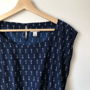 Key Print Navy Dress